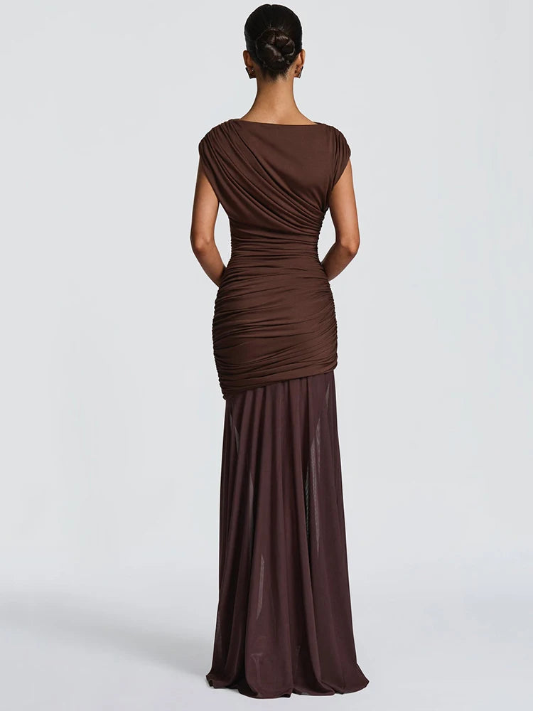 Elara Mesh Panel Maxi Dress