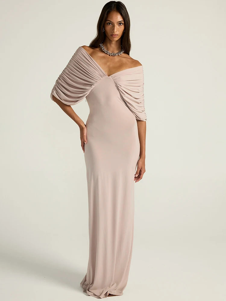 Serena Off-Shoulder Draped Maxi Dress