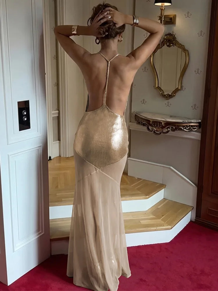 Priya Metallic Mermaid Maxi Dress