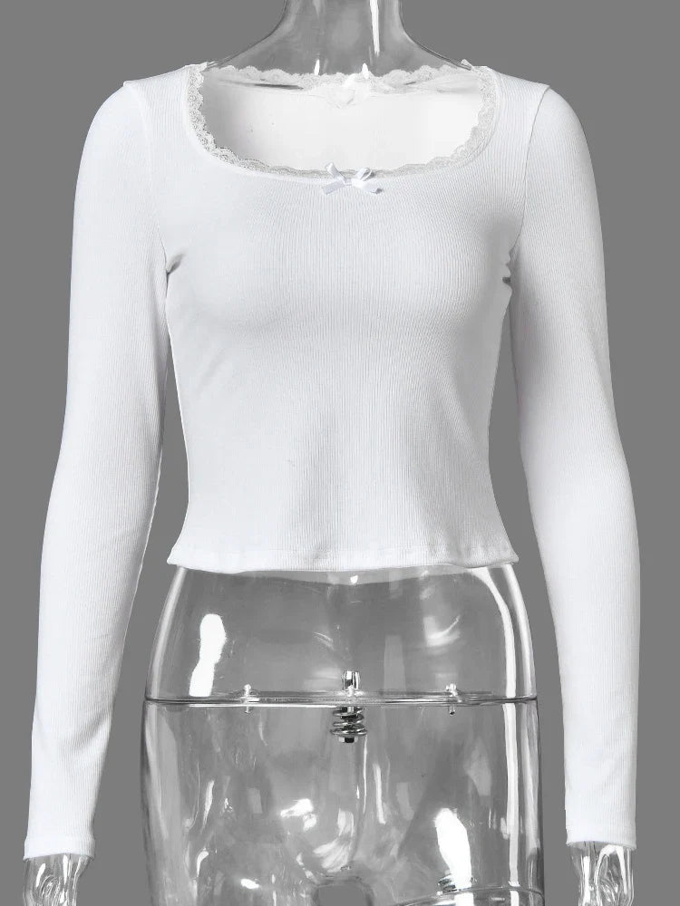 Leni Bow-Tie Square Collar Top