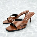 Frankie Square-Toe Slide Sandals