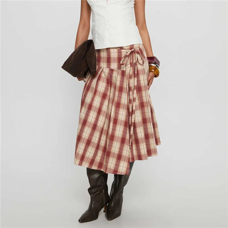 Rosie Lace-Up Tiered Midi Skirt