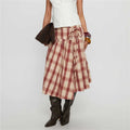 Rosie Lace-Up Tiered Midi Skirt
