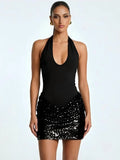 Reese Sequin Halter Mini Dress