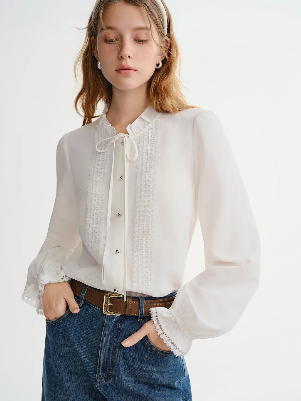 Elodie Ruffle-Collar Blouse