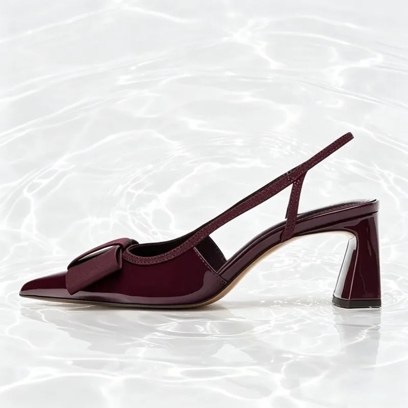 Harlow Patent Bow Slingback Pumps