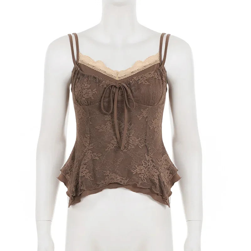 Mira Vintage Lace-Trim Tank Top