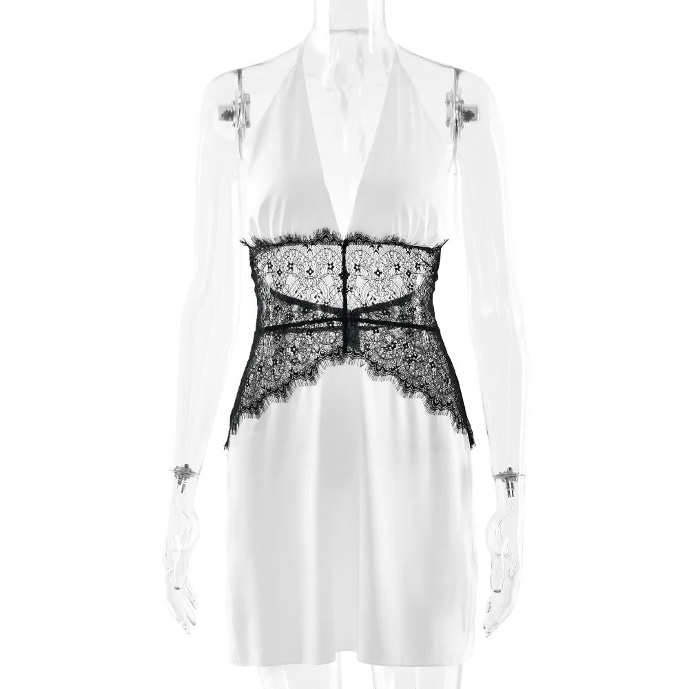 Juno Lace Halter Mini Dress