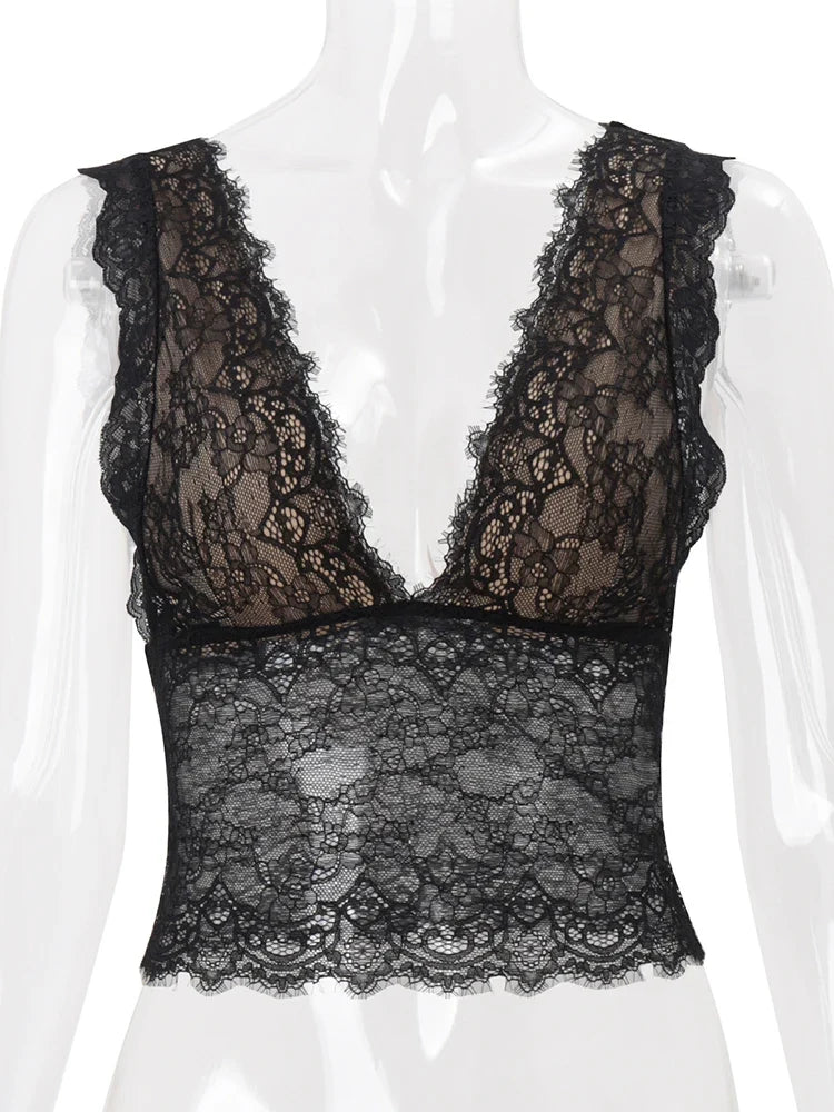 Lolita Lace-Panel Tank Top