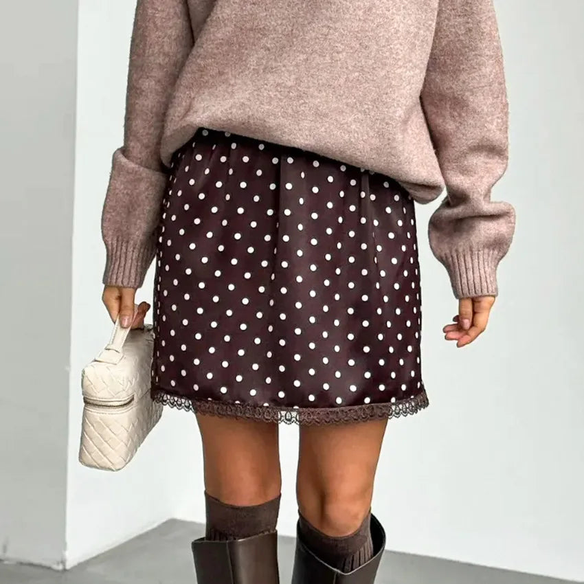 Hazel Satin Polka Dot Mini Skirt