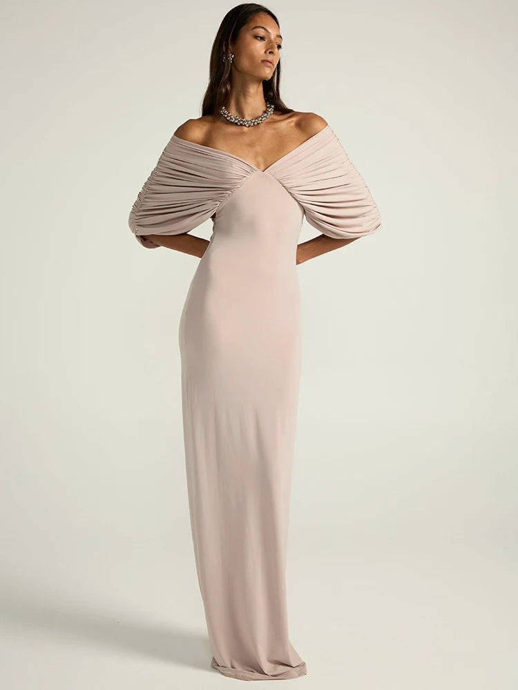 Serena Off-Shoulder Draped Maxi Dress