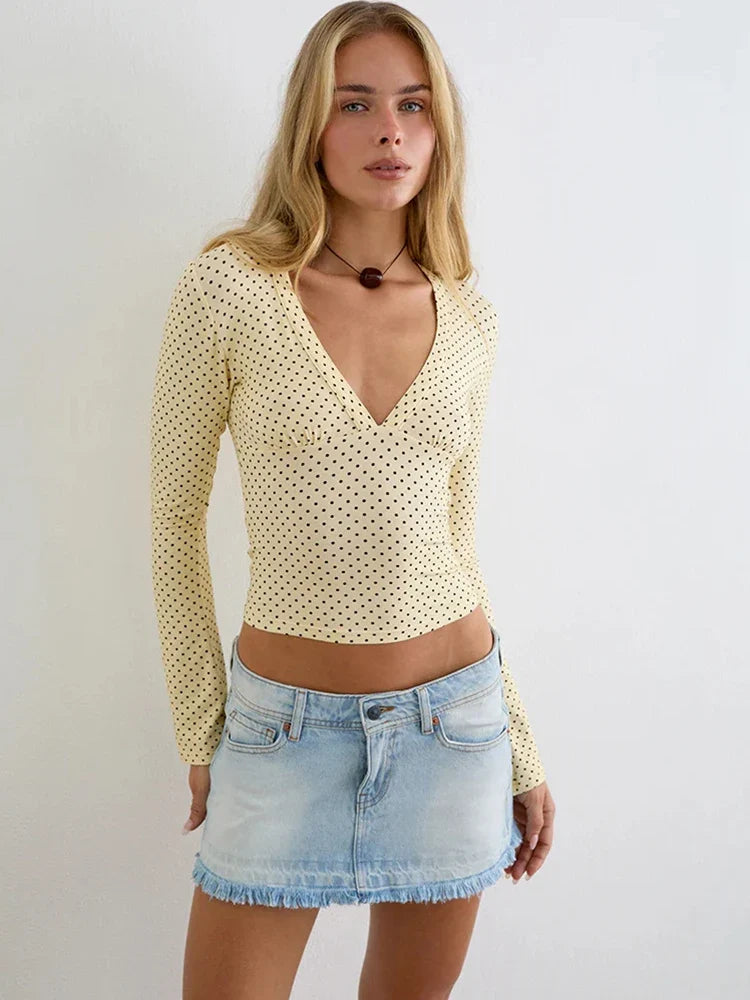 Luna Polka Dot Long-Sleeve Top