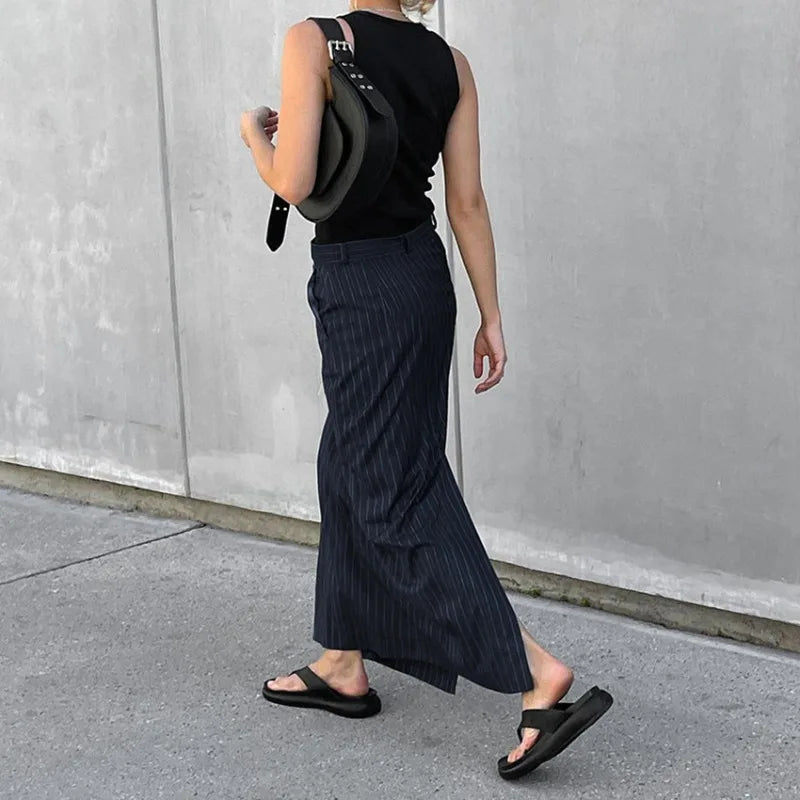 Skye Striped High-Waist Skirt