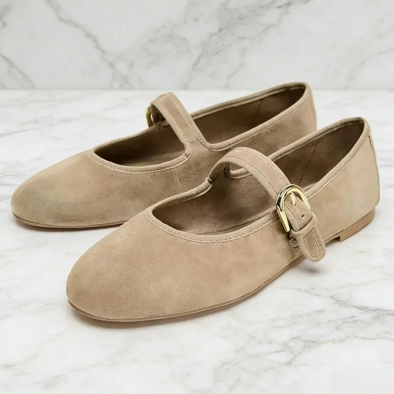 Grace Suede Mary Jane Flats