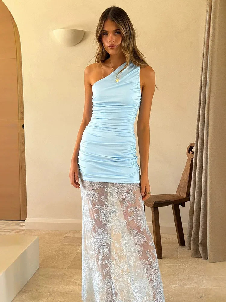 Halo One-Shoulder Lace Dress