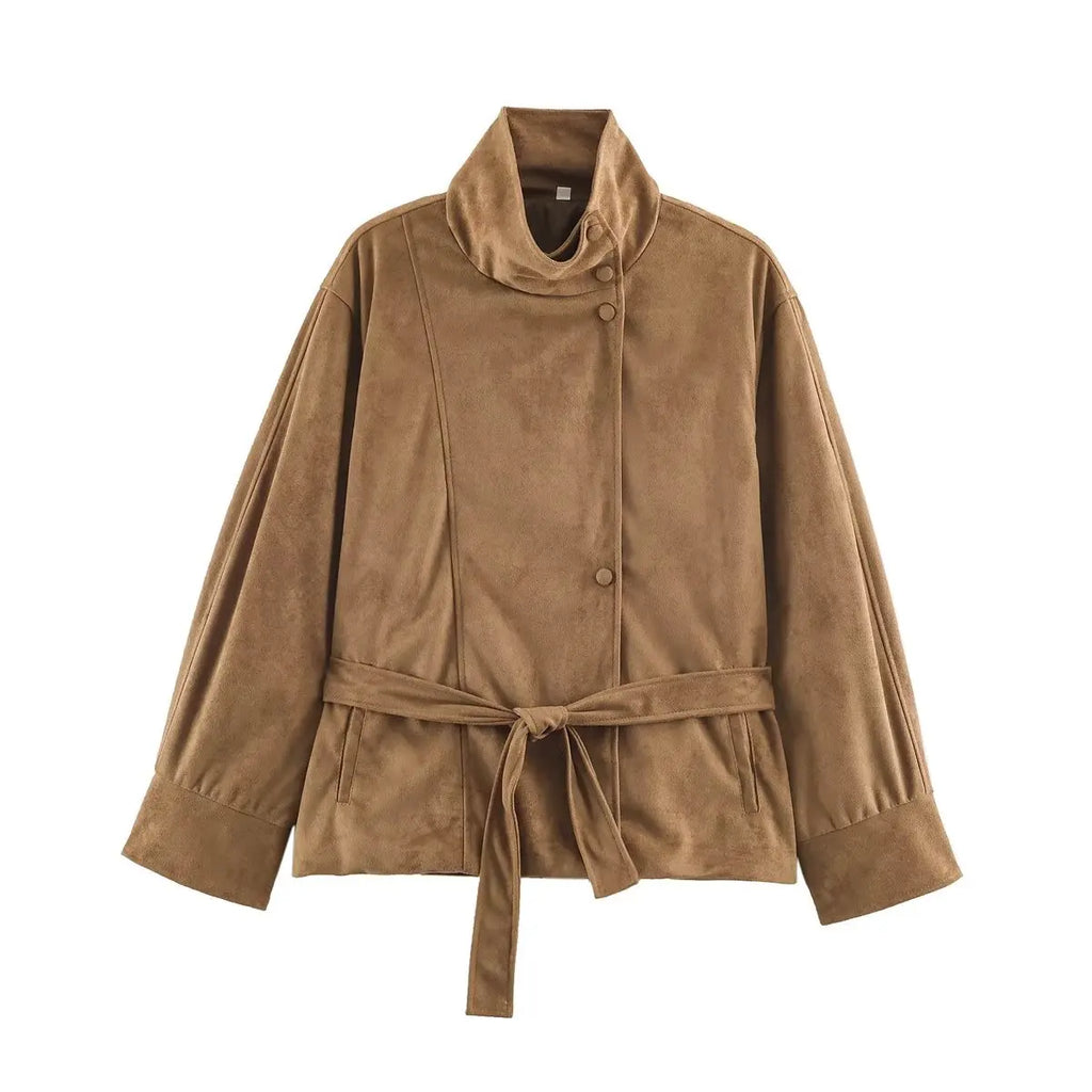 Aurelia Belted Faux Suede Jacket