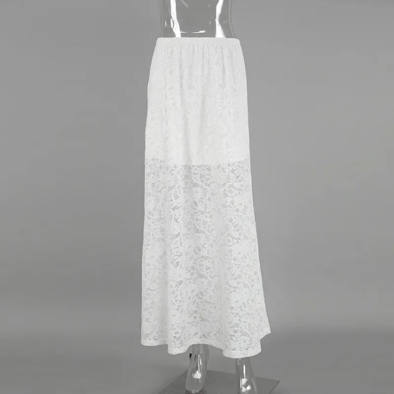 Wren White Lace Maxi Skirt