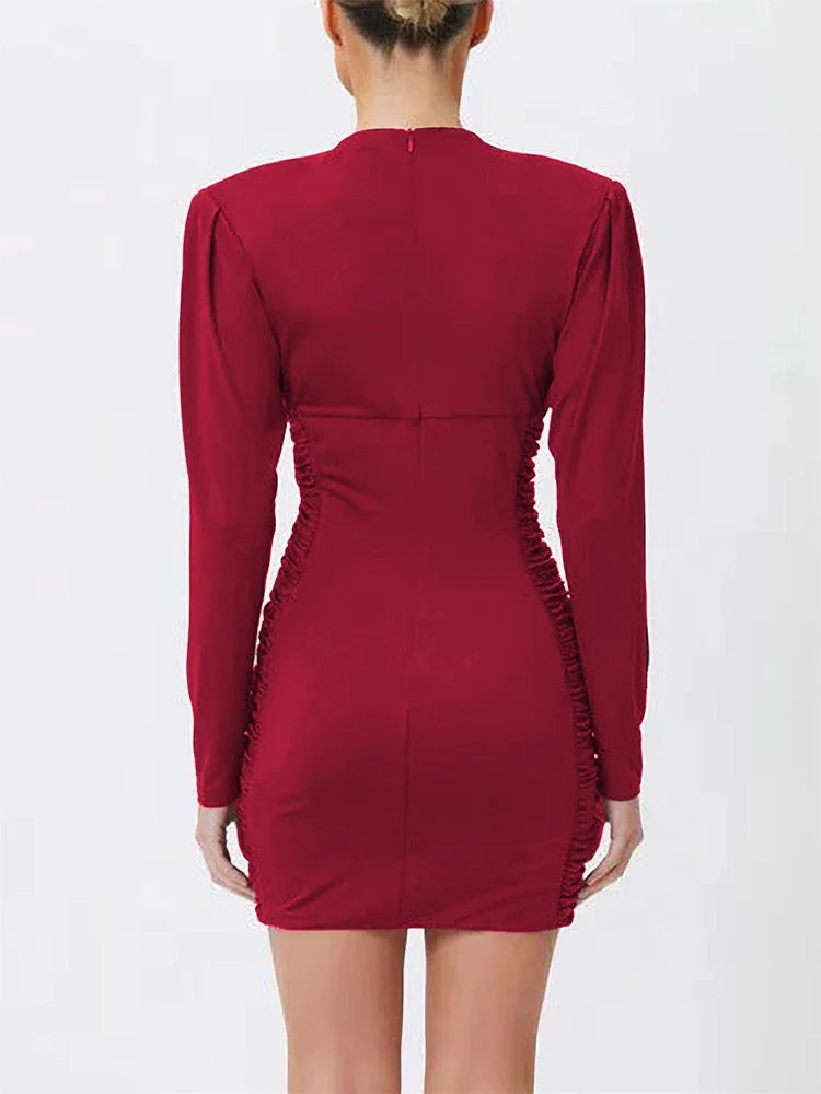 Nia Wrap High-Neck Mini Dress