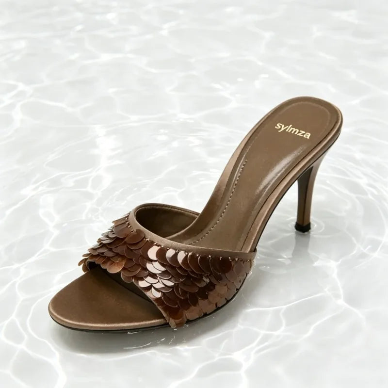 Emmy Sequin Slide Sandals
