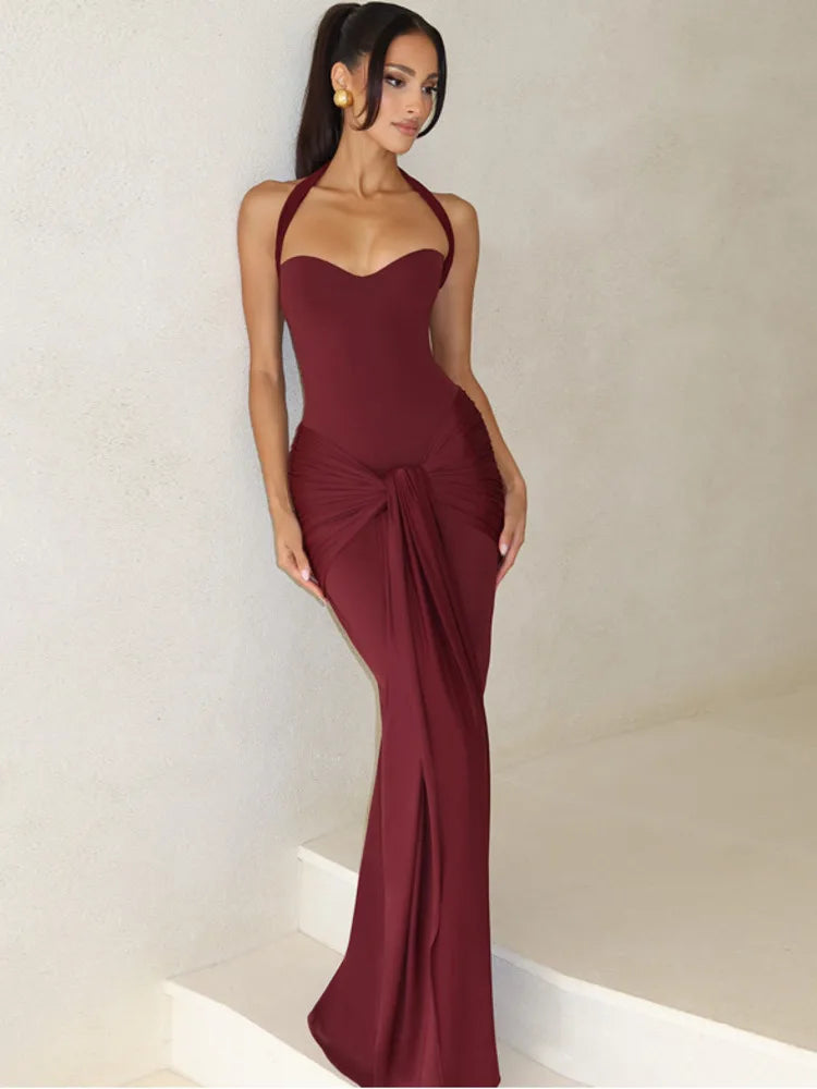 Poppy Draped Halter Maxi Dress