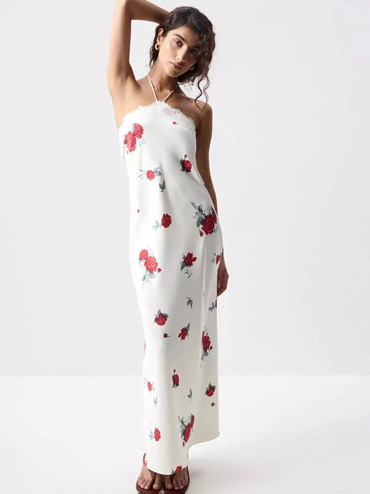 Ivy Satin Floral Maxi Dress
