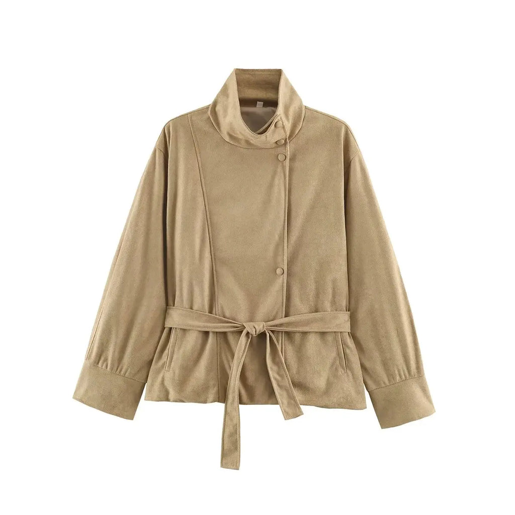 Aurelia Belted Faux Suede Jacket