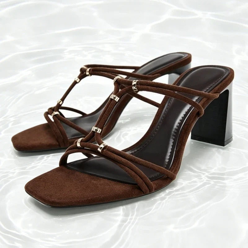 Elle Wide-Strap Block Heel Sandals