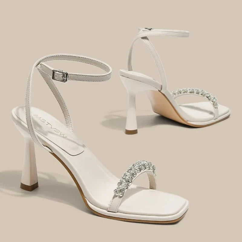 Delphine Crystal Ankle-Strap Sandals