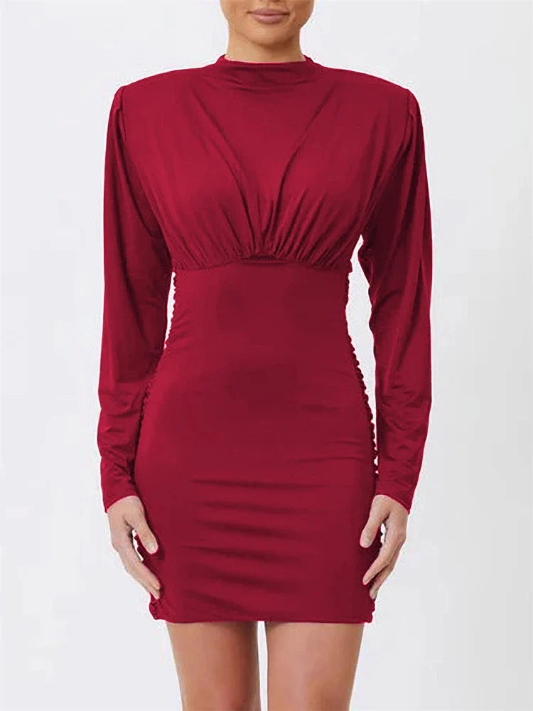 Nia Wrap High-Neck Mini Dress