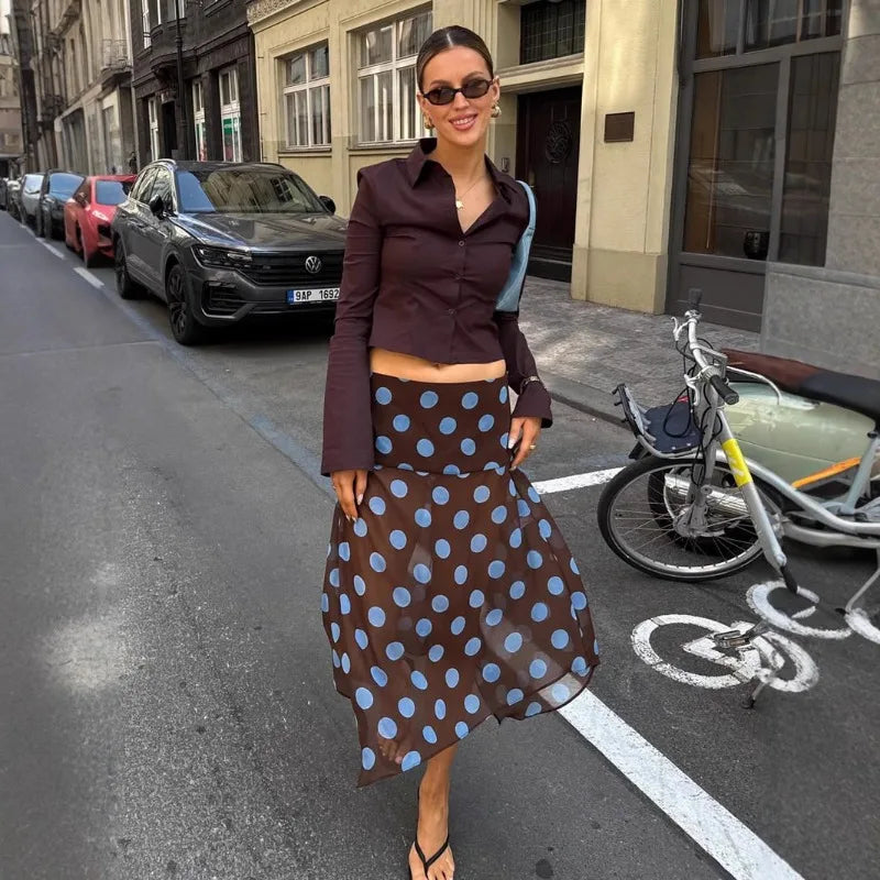 Valentina Sheer Mesh Polka Dot Skirt