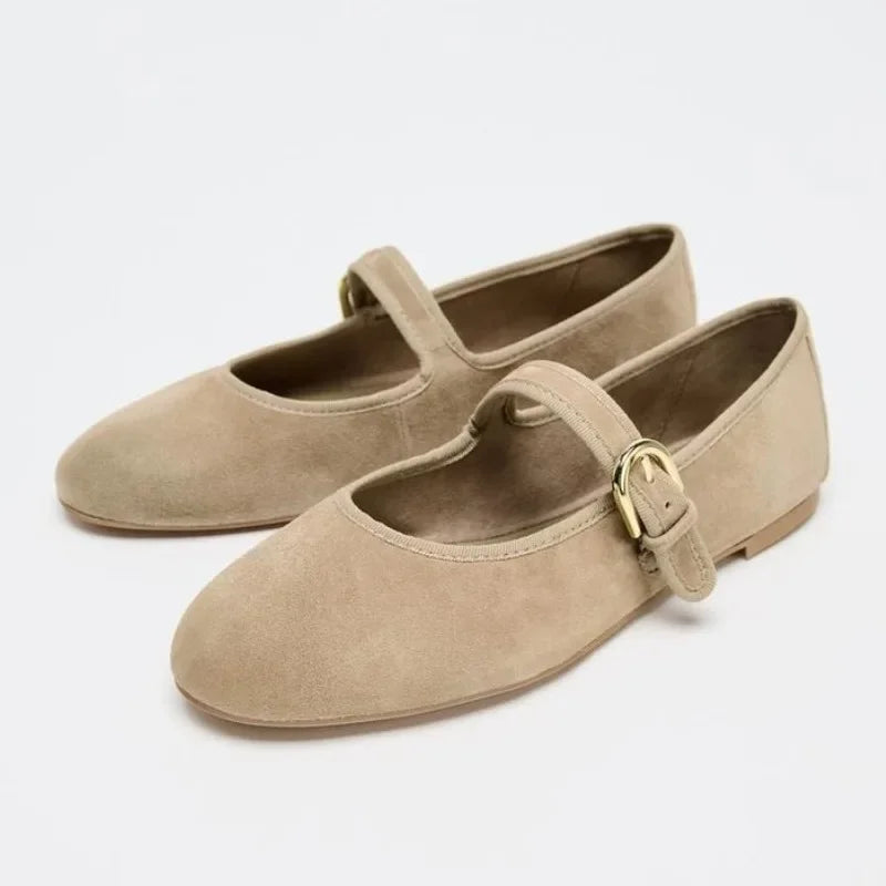 Grace Suede Mary Jane Flats