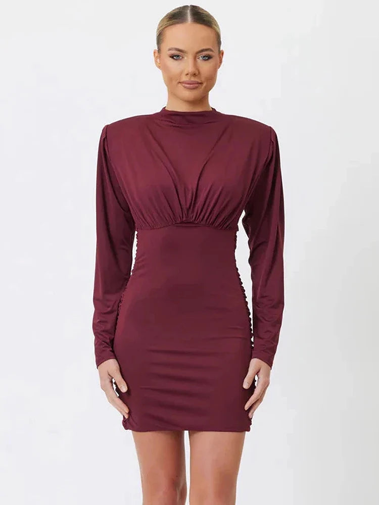 Nia Wrap High-Neck Mini Dress