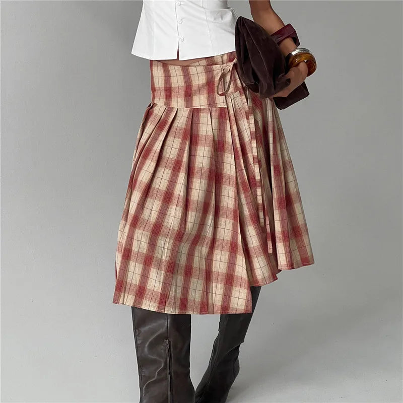 Rosie Lace-Up Tiered Midi Skirt