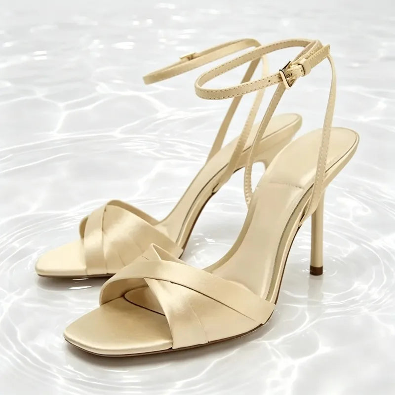Dolly Satin Ankle-Strap Heels