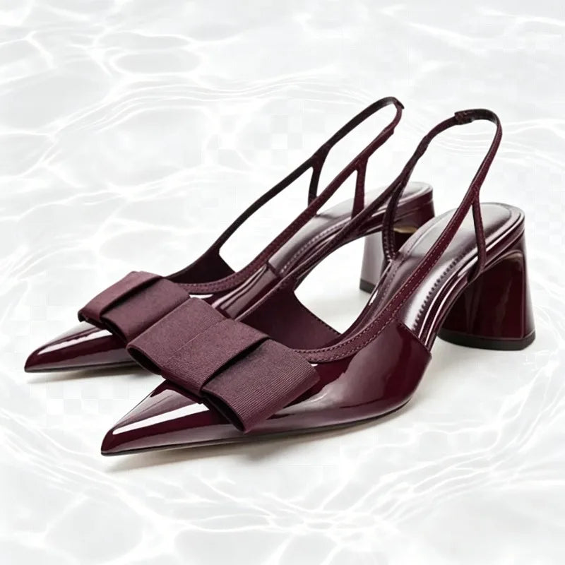Harlow Patent Bow Slingback Pumps