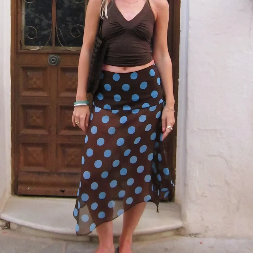 Valentina Sheer Mesh Polka Dot Skirt