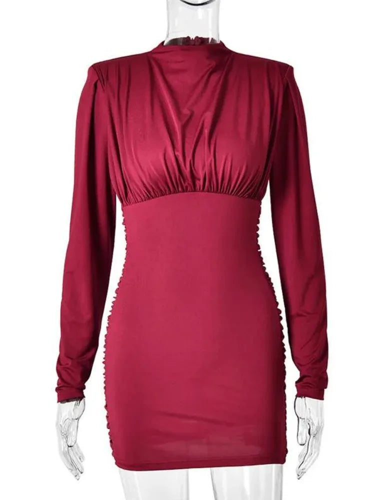 Nia Wrap High-Neck Mini Dress