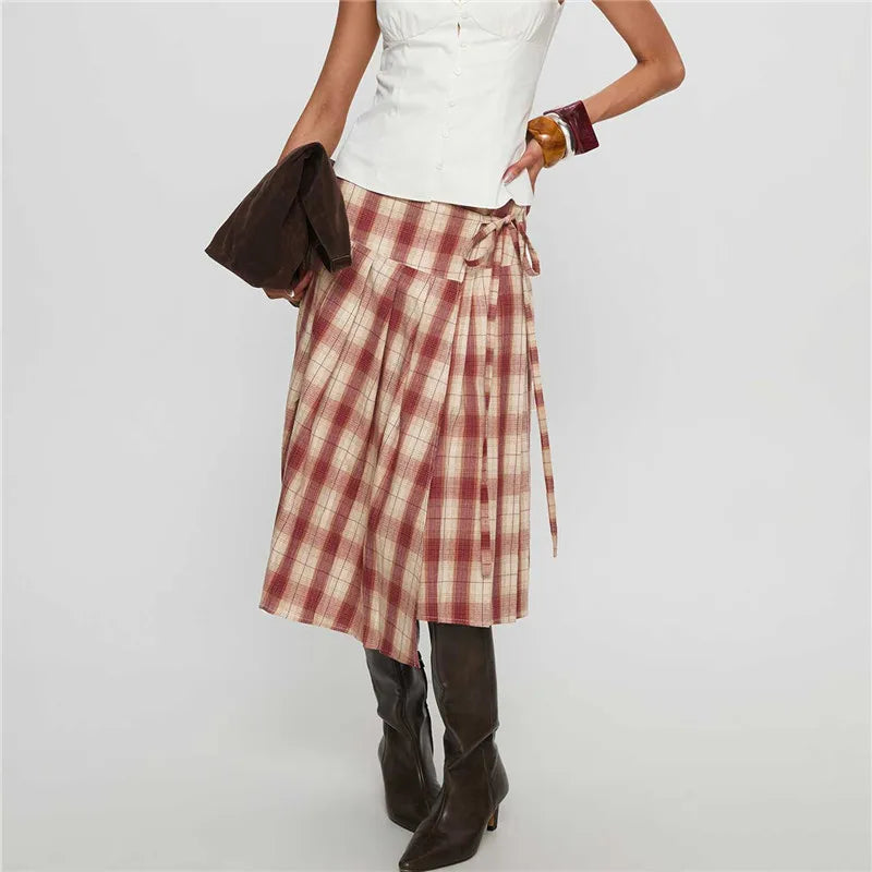 Rosie Lace-Up Tiered Midi Skirt