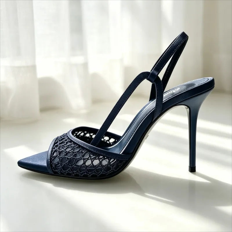 Esme Satin Mesh-Strap Sandals
