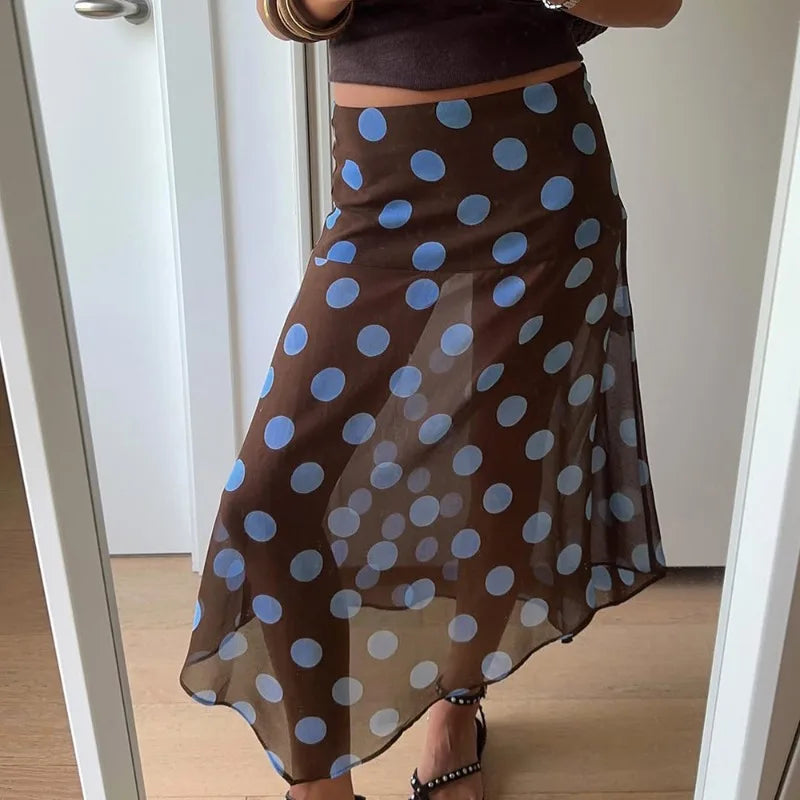 Valentina Sheer Mesh Polka Dot Skirt