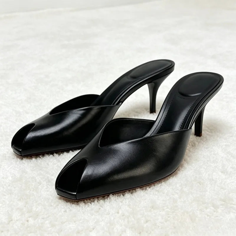 Elsie Patent Peep-Toe Pumps