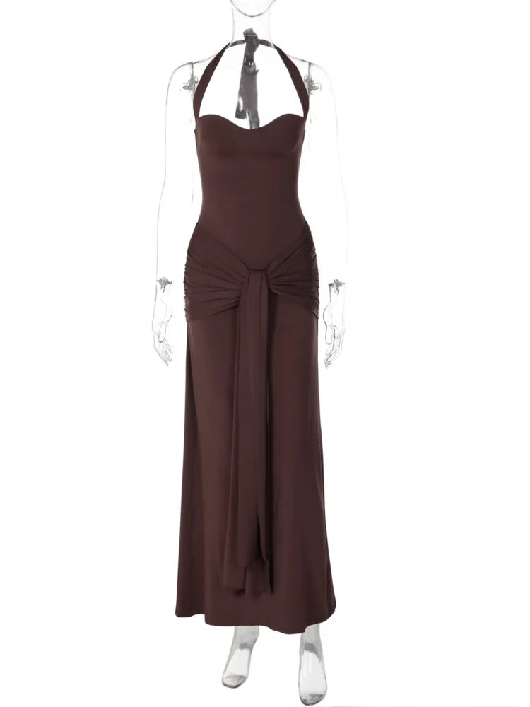 Poppy Draped Halter Maxi Dress