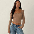 Leni Bow-Tie Square Collar Top
