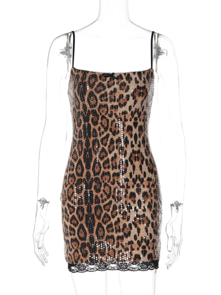 Noa Leopard Sequin Mini Dress