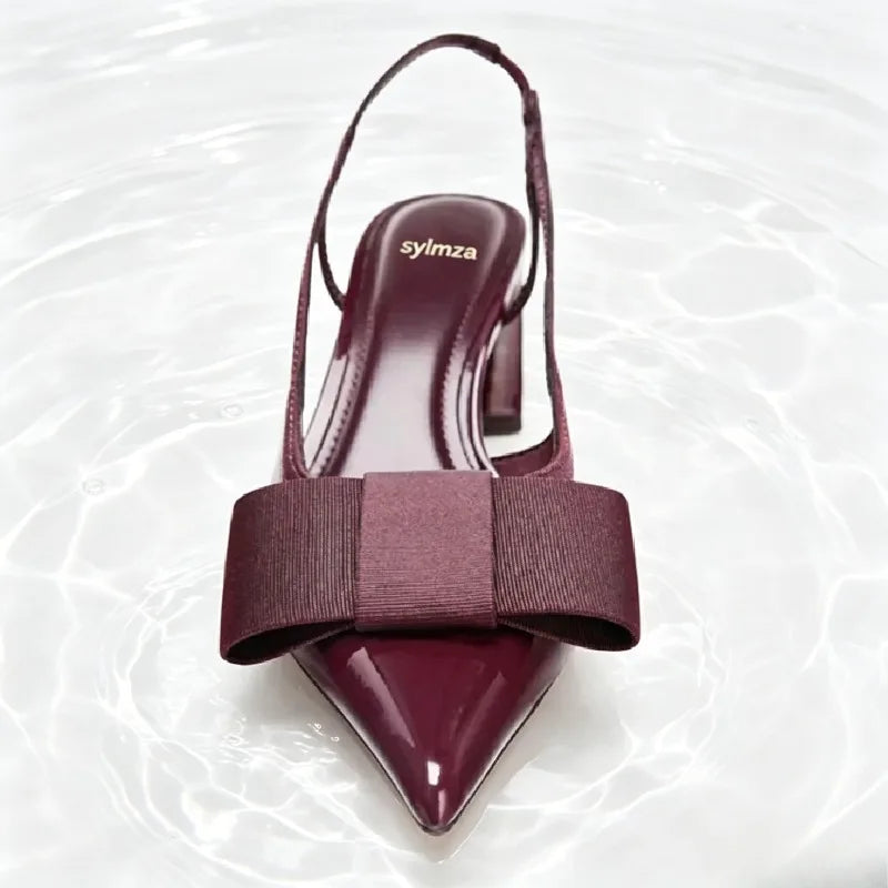 Harlow Patent Bow Slingback Pumps