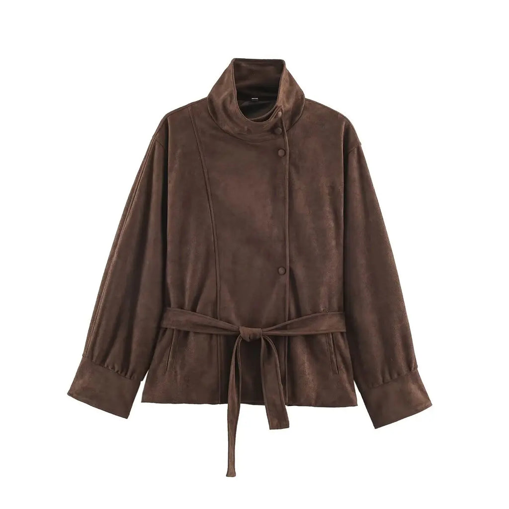 Aurelia Belted Faux Suede Jacket