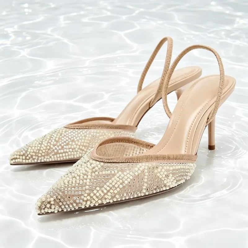 Evie Beaded Chain Slingback Pumps