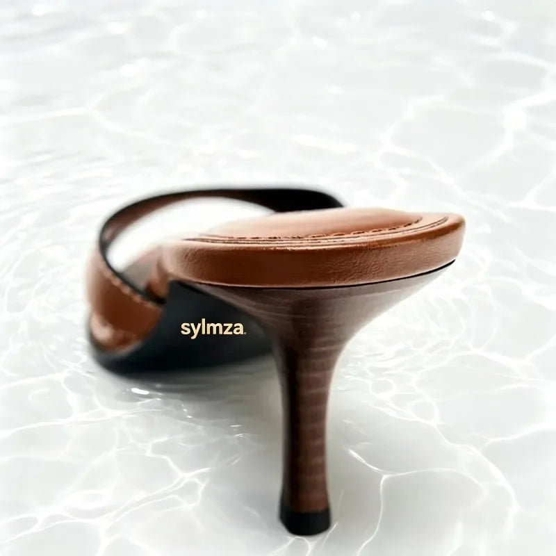 Frankie Square-Toe Slide Sandals