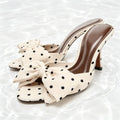 Celeste Satin Polka Dot Bow Pumps