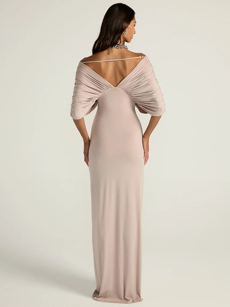 Serena Off-Shoulder Draped Maxi Dress